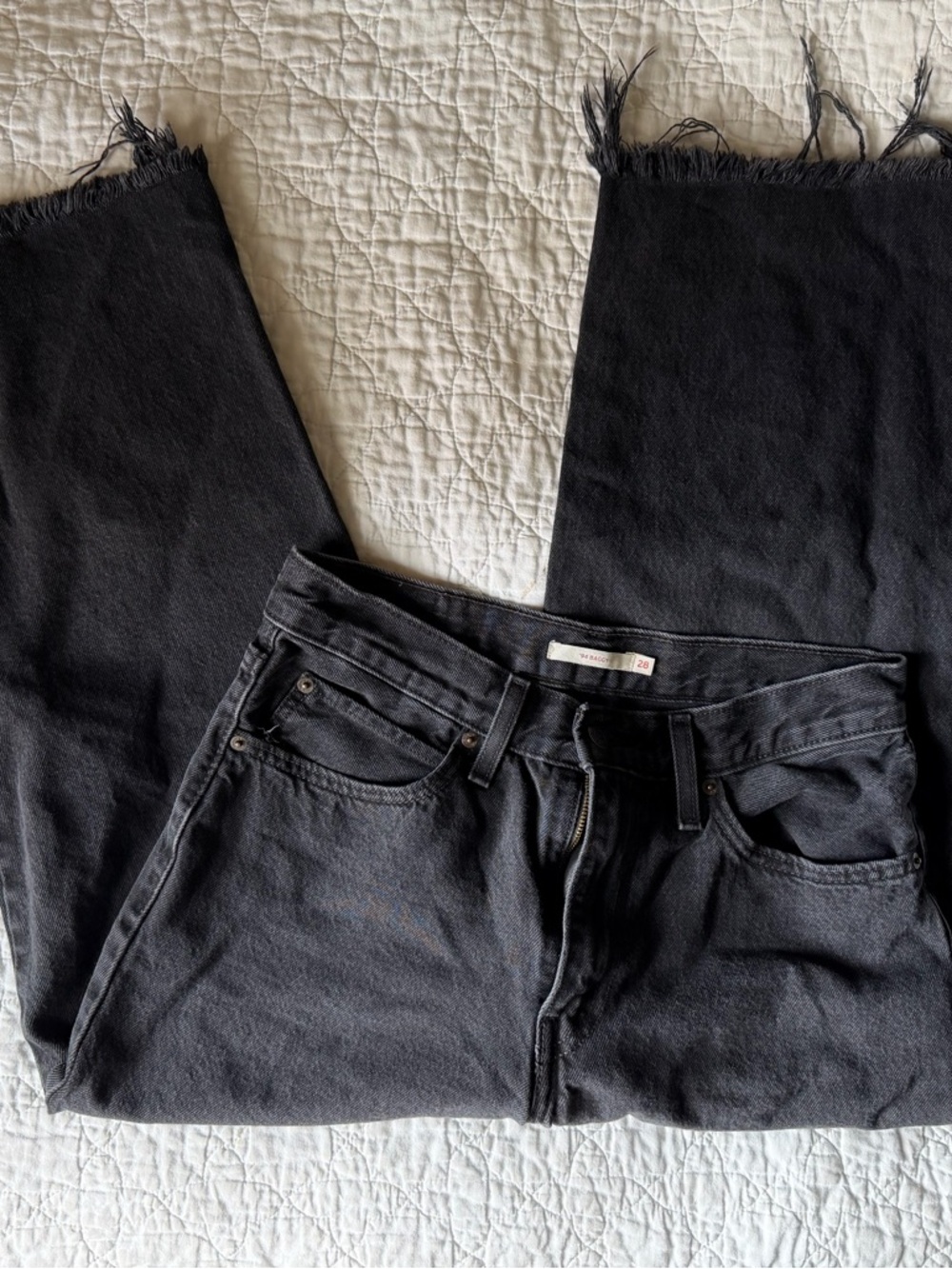 Levi’s 94’ Baggy Black Raw Hem Wide Leg Jeans